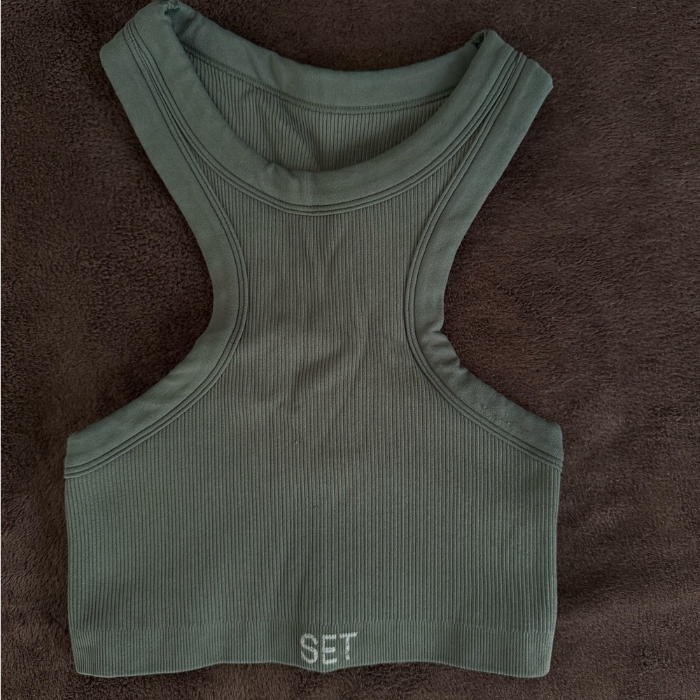 SET Active Green Fitted Crop Tank Top